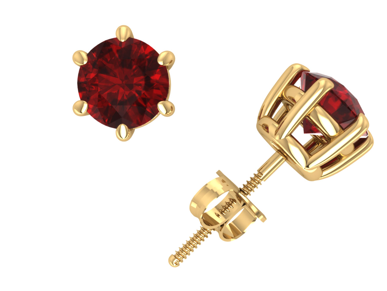 Jewel We Sell Natural 1Ct Round Cut Ruby Basket Stud Earrings 14k White or Yellow Gold Prong ScrewBack Commercial Quality