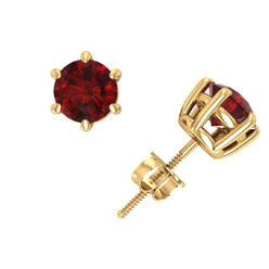 Jewel We Sell Natural 1Ct Round Cut Ruby Basket Stud Earrings 14k White or Yellow Gold Prong ScrewBack Commercial Quality