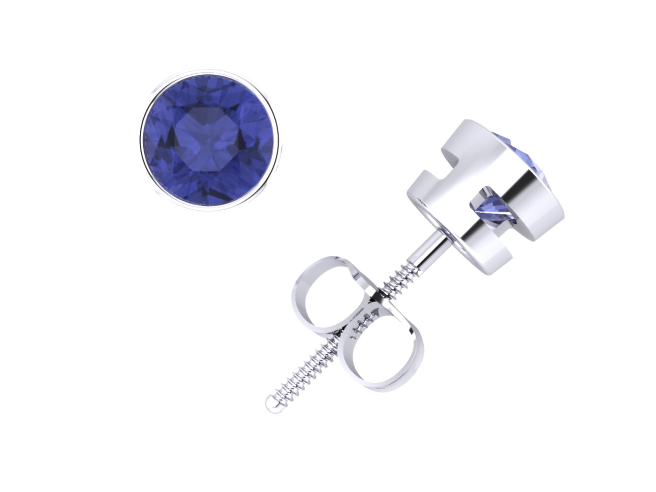 Jewel We Sell Natural 3/4Ct Round Tanzanite Stud Earrings 14k White or Yellow Gold Bezel Screwback AAA Quality