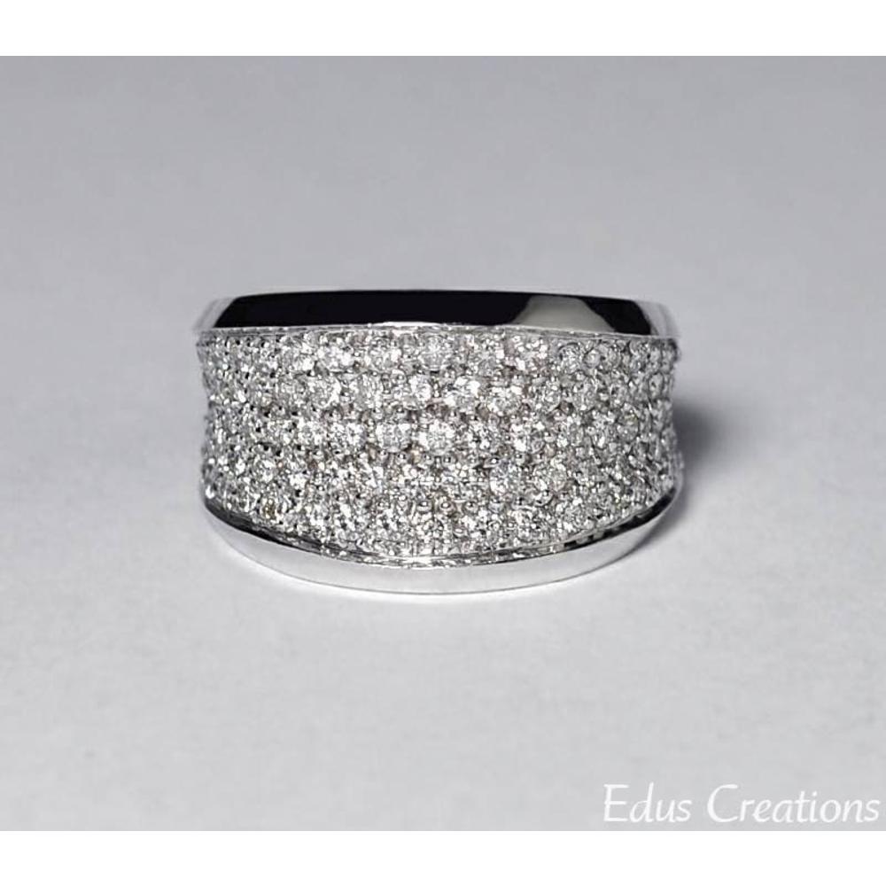 NYC Womens Diamond Wide Wedding Band Ring 14K White Gold 1.36 ct