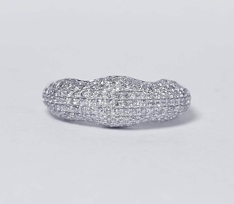 NYC Womens Diamond Pave Dome Wedding Band Ring 14K White Gold 0.81 ct