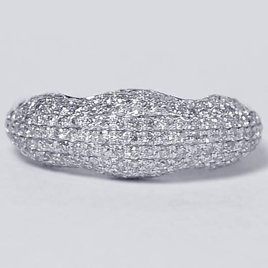 NYC Womens Diamond Pave Dome Wedding Band Ring 14K White Gold 0.81 ct