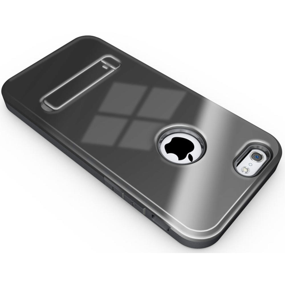 Nakedcellphone BLACK SLIM TOUGH SHIELD GLOSSY ARMOR HYBRID CASE COVER SKIN FOR iPHONE 6 (4.7")