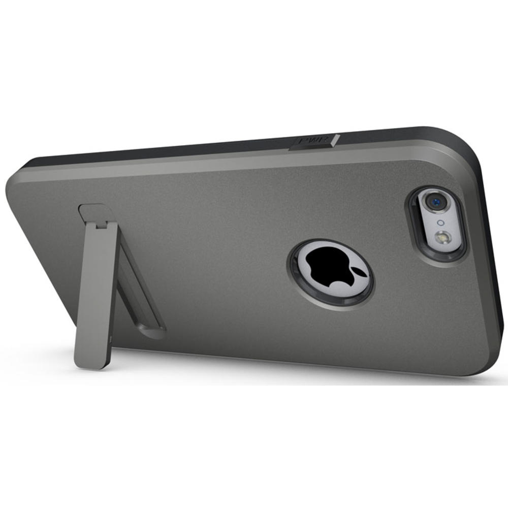 Nakedcellphone GRAY SLIM TOUGH SHIELD MATTE ARMOR HYBRID CASE COVER SKIN FOR iPHONE 6 (4.7")