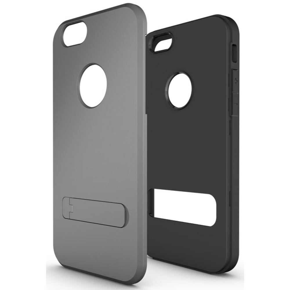Nakedcellphone GRAY SLIM TOUGH SHIELD MATTE ARMOR HYBRID CASE COVER SKIN FOR iPHONE 6 (4.7")