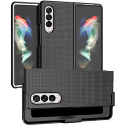 Nakedcellphone Hard Case Cover and Belt Clip Holster Stand for Samsung Galaxy Z Fold 3 5G Fold3