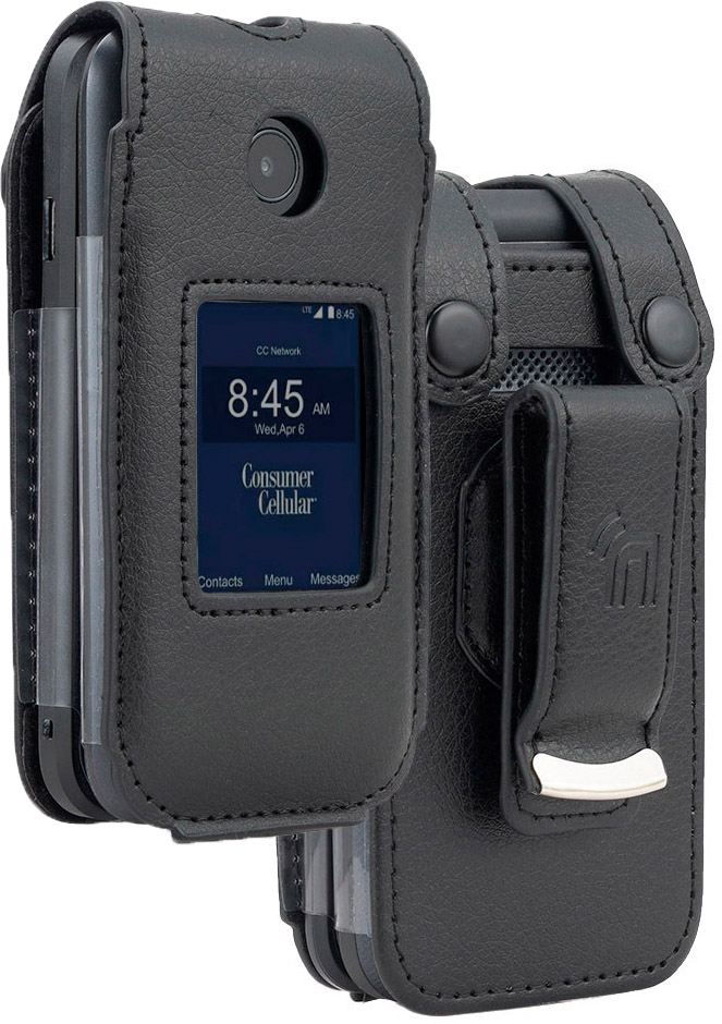 Nakedcellphone Black Case Belt Clip for Consumer Cellular Verve Snap Phone (Telstra Flip 4)