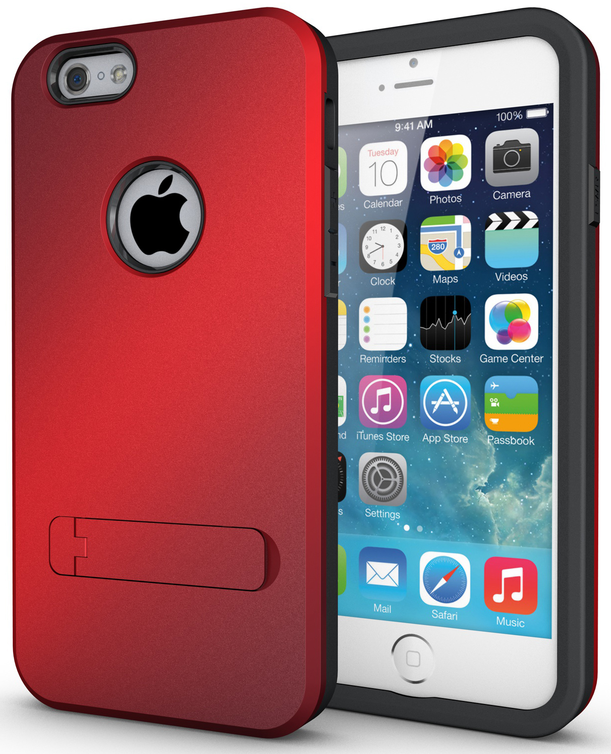 Nakedcellphone RED SLIM TOUGH SHIELD MATTE ARMOR HYBRID CASE COVER SKIN FOR iPHONE 6 4.7"