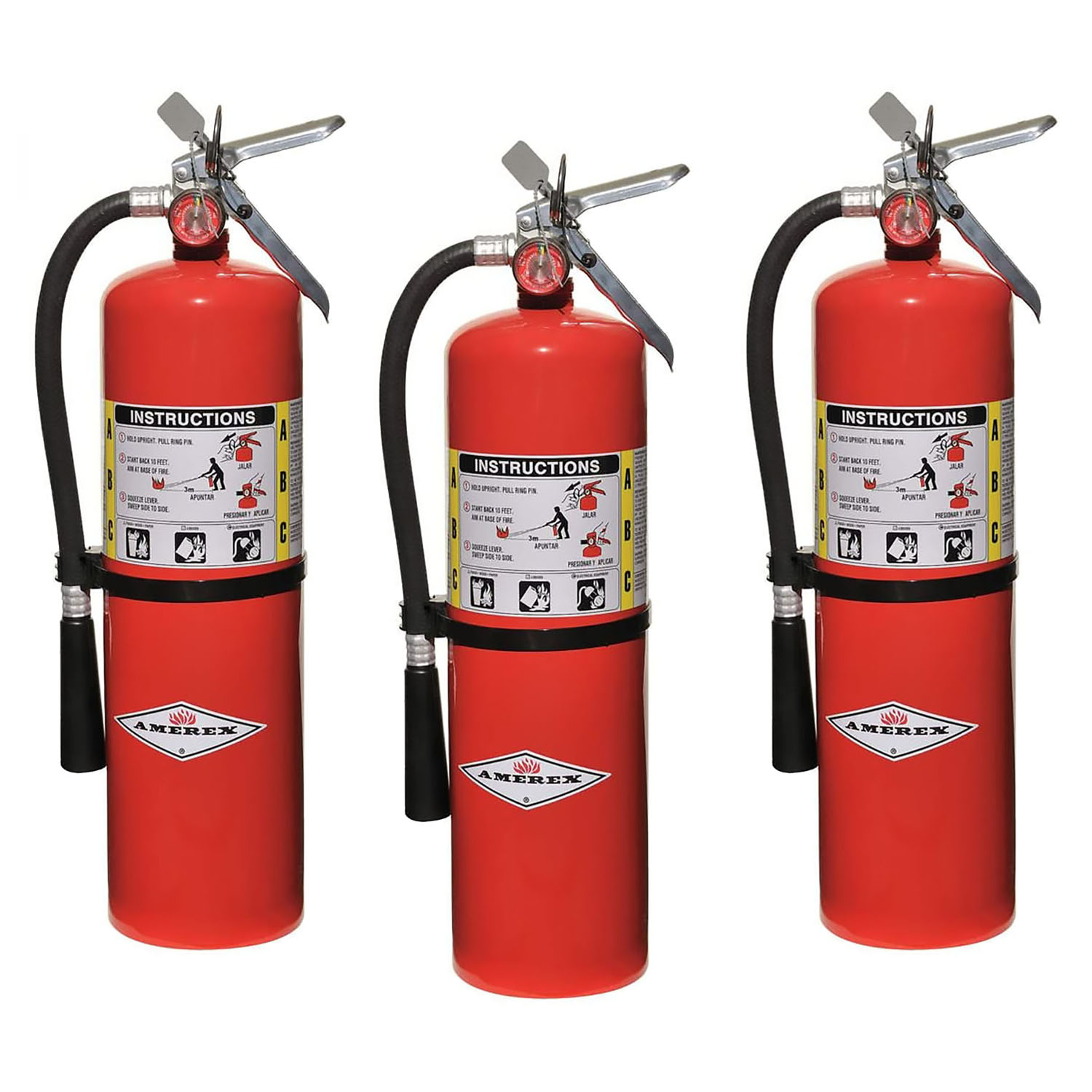 Amerex 10 Pound Stored Pressure ABC Dry Chemical 4A:80B:C Steel Multi-Purpose Fire Extinguisher For Class A, B And C Fires With