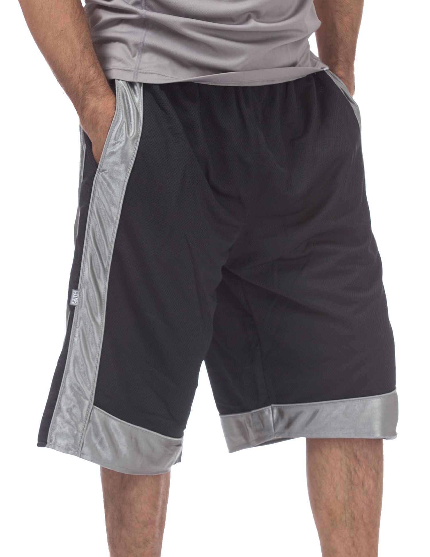 Pro Club Men's Heavyweight Mesh Basketball Shorts - Black/Gray - Medium