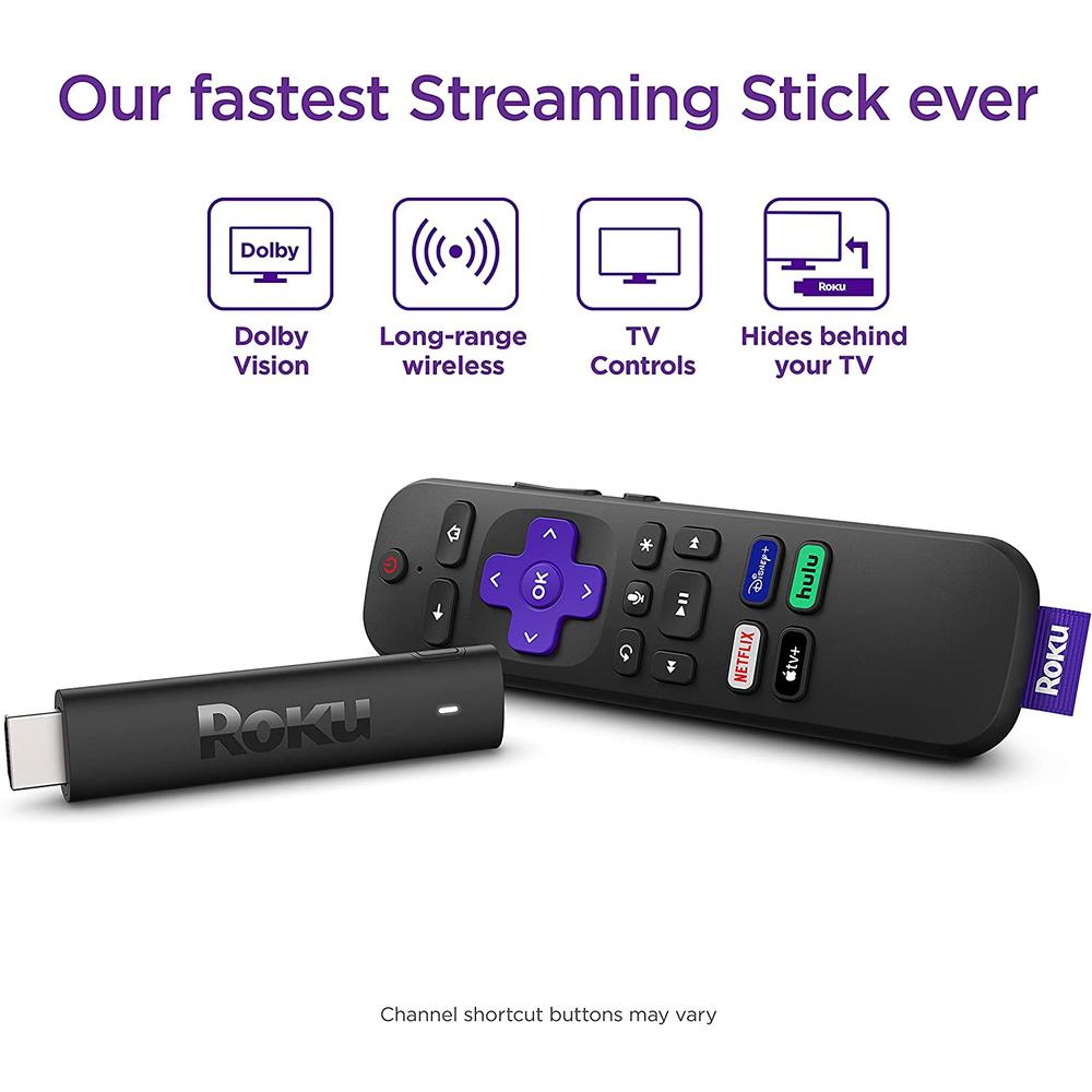 Roku Streaming Stick 4K 2021 Streaming Device 4K/HDR/Dolby Vision with Roku Voice Remote and TV Controls
