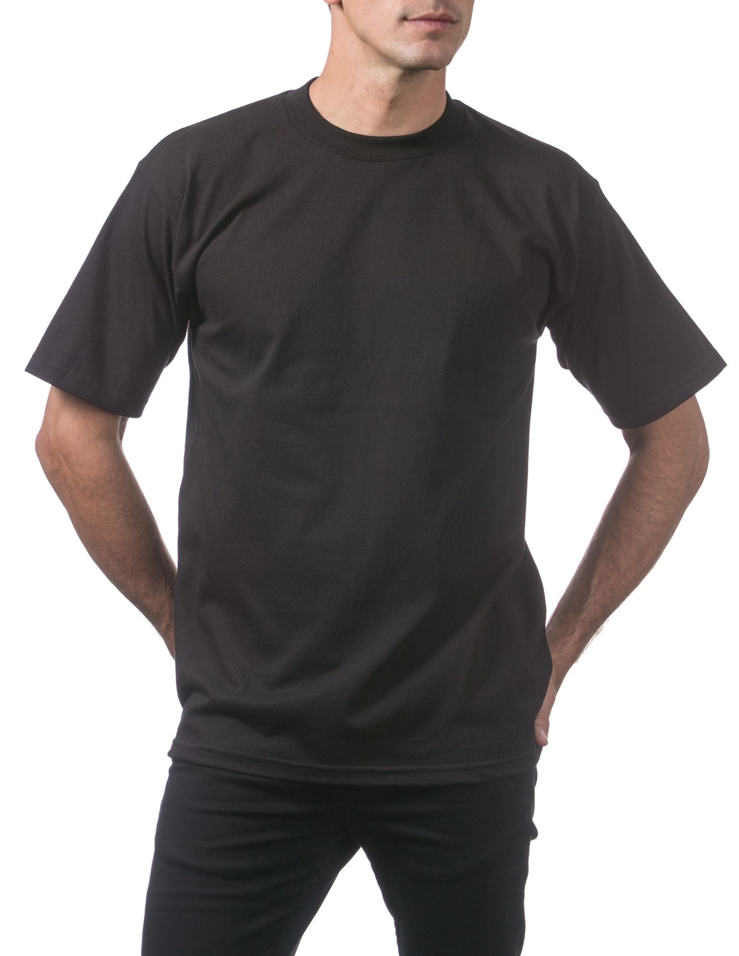 Pro Club Men's Heavyweight Short Sleeve Crew Neck T-Shirt - Black - Large