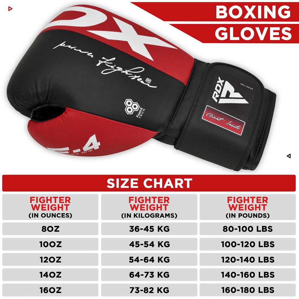 RDX REX F4 MMA, BJJ, Muay Thai, Kickboxing, Training Boxing Gloves - RED/BLACK - 12 oz