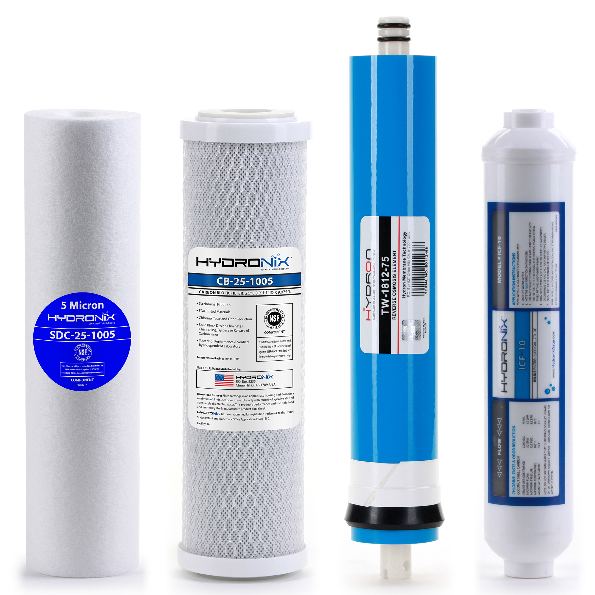 Smart Pack Reverse Osmosis Replacement Filter Set RO Cartridges 4 stage w/ 75 GPD Membrane