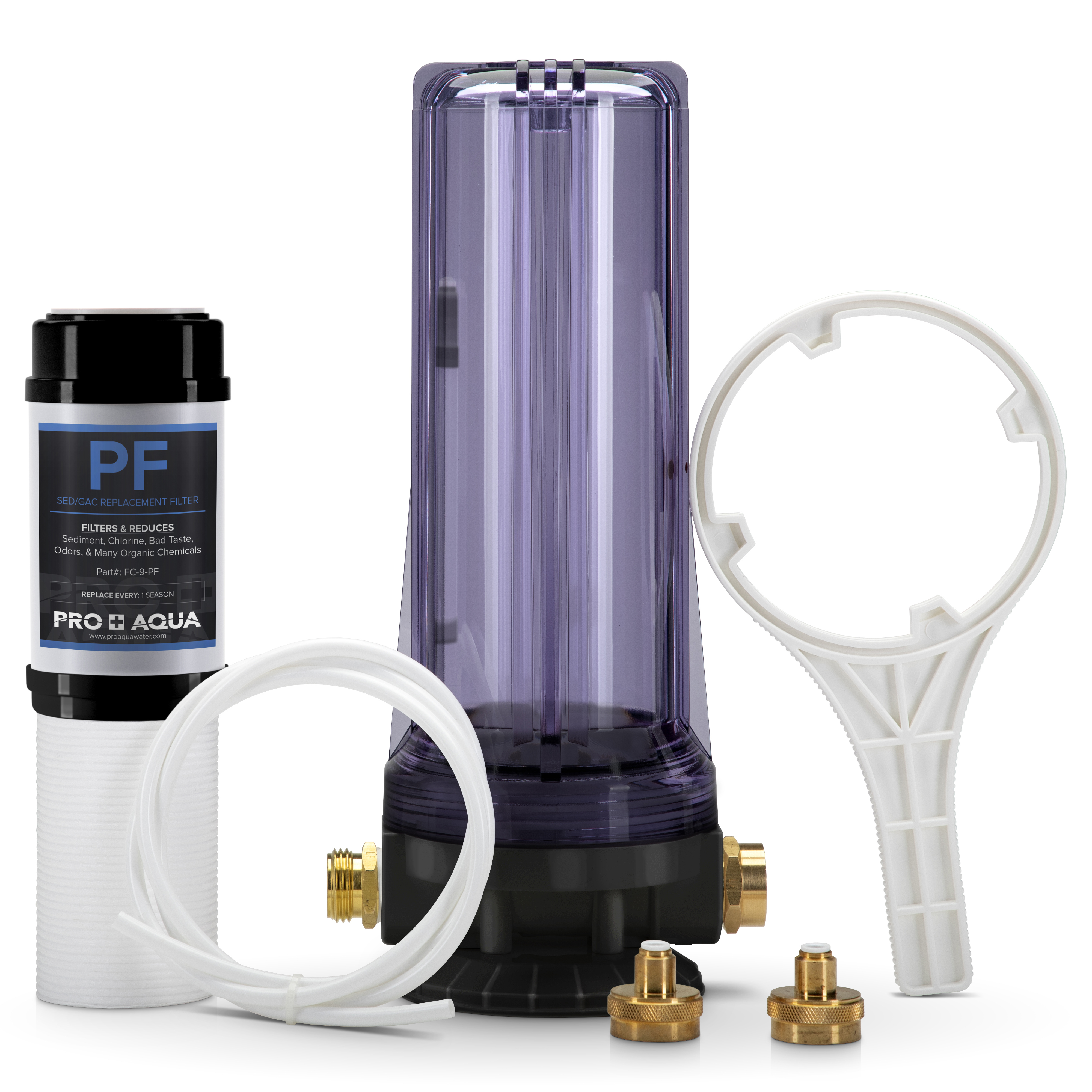 PRO+AQUA Premium Dual RV/Marine Water Softener Regeneration Kit and Water Filter, Reduces Bad Taste, Odor, Sediment, Chlorine