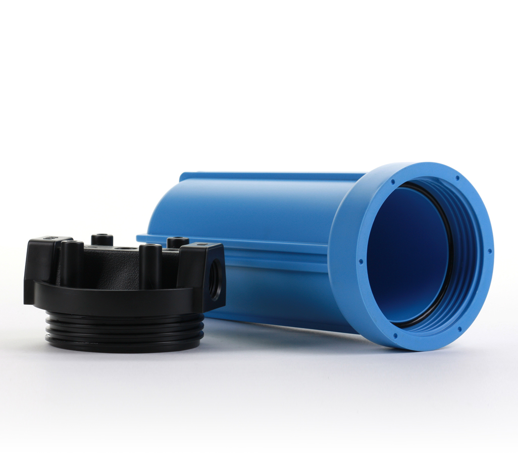 Hydronix HF5-10BLBK34 Water Filter Housing 10" NSF listed RO, Whole House, Hydroponics - 3/4" Ports, Blue Body