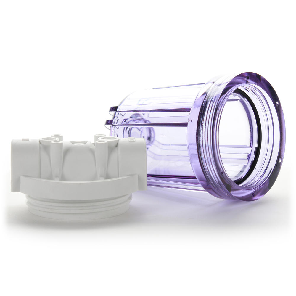 Hydronix HF3-5CLWH12, 5" Clear Housing with White Rib Cap For RO & Filtration Systems, 1/2" Ports