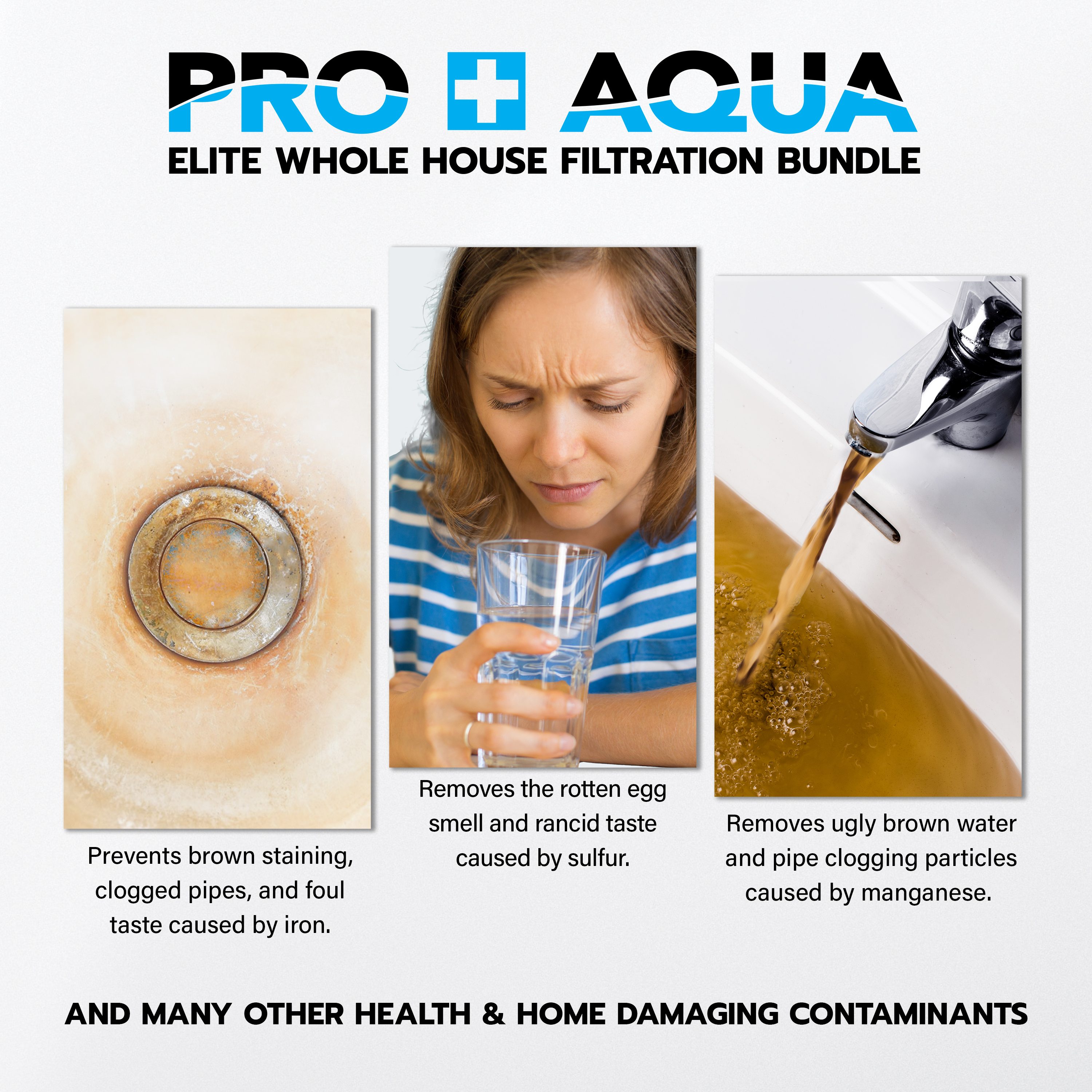 PRO+AQUA ELITE Whole House Well Water Filter System and Water Softener Bundle - Remove Iron, Sulfur, Sediment, and more