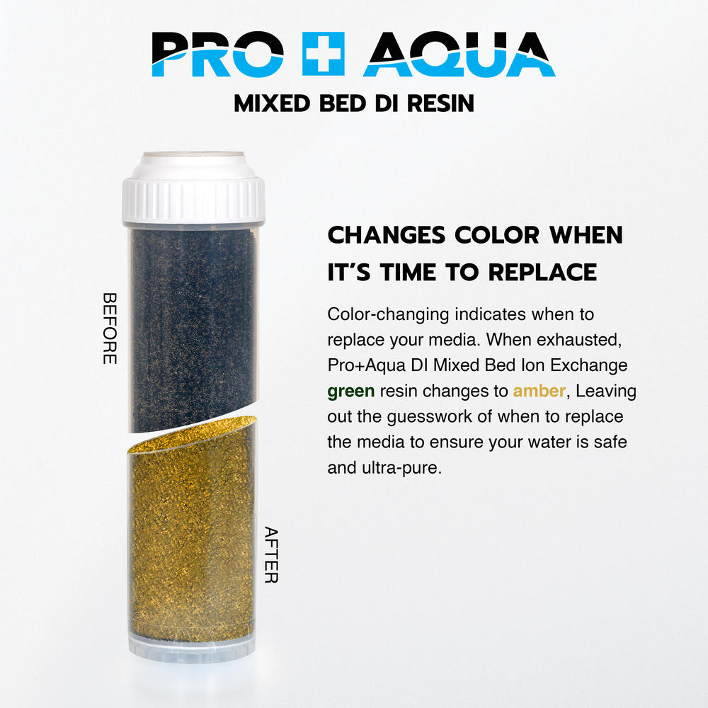 PRO+AQUA DI Resin Replacement Refill Deionization Color Changing Premium Grade, TDS Filtration, Aquariums, Spot Free Rinse, 3L