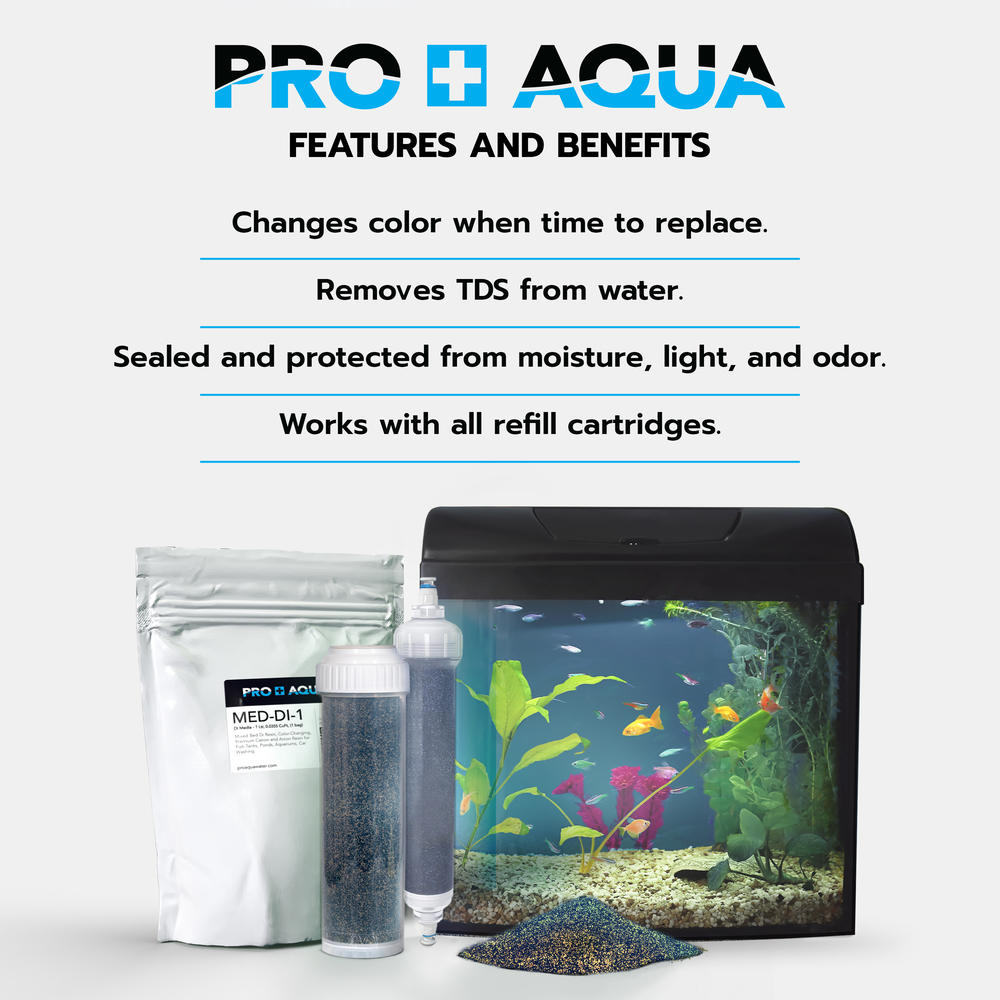 PRO+AQUA DI Resin Replacement Refill Deionization Color Changing Premium Grade, TDS Filtration, Aquariums, Spot Free Rinse, 3L