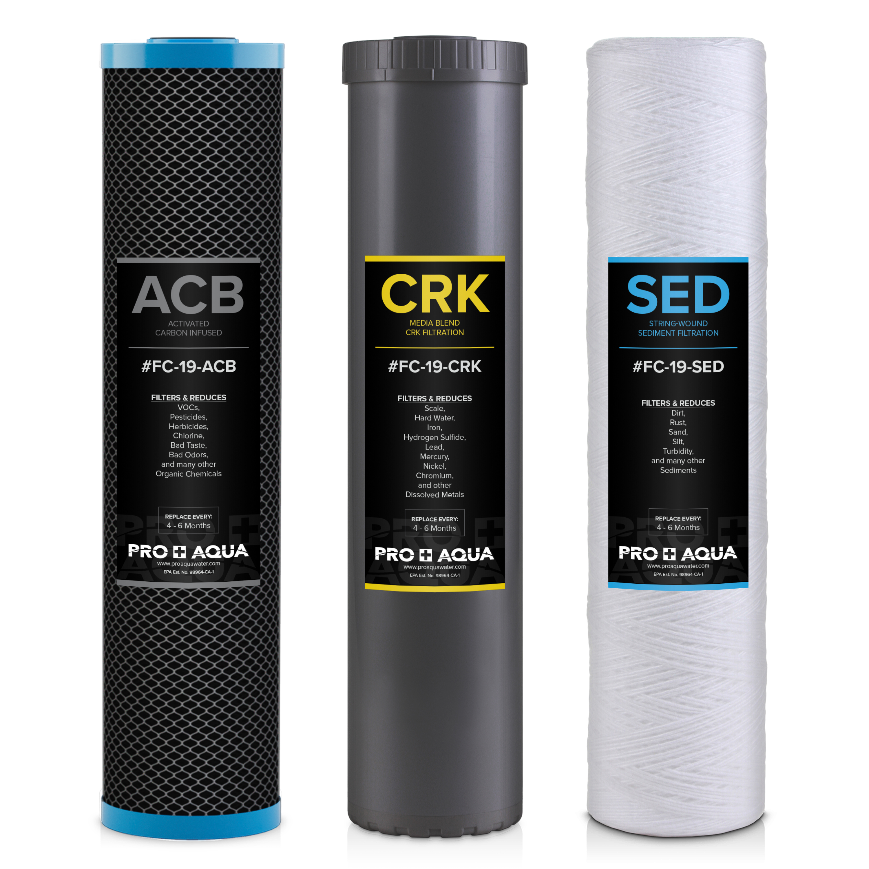 PRO+AQUA ELITE GEN2 Replacement Filter Set, Whole House Heavy Metals Well Water - Sediment, KDF/Blend, Carbon Infused