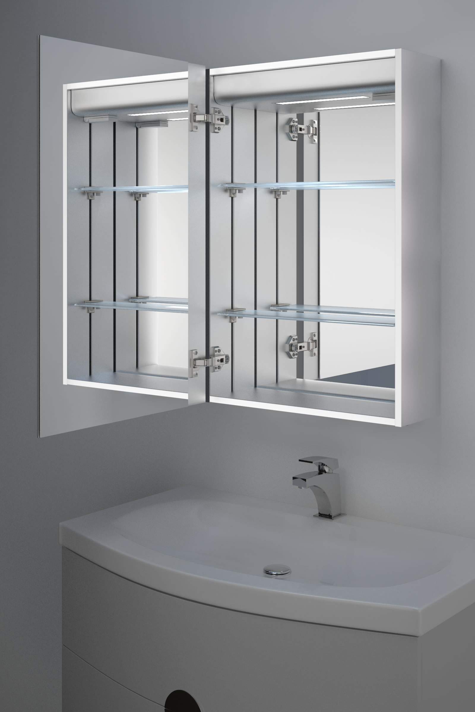 Diamond X Collection Elora Led Bathroom Mirror Cabinet With