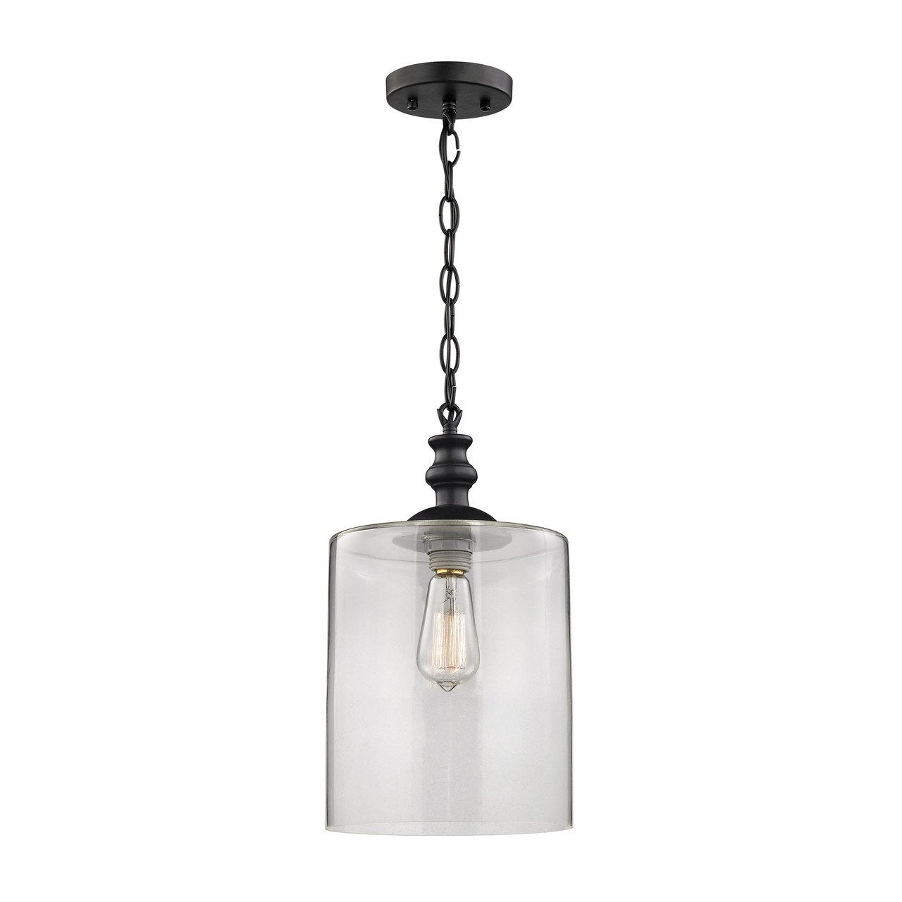 Elk Lighting, Inc. New Product ELK Lighting The Bergen 1 Light Pendant In Oil Rubbed Bronze And Clear Glass 46221/1 Sold By VaasuHomes