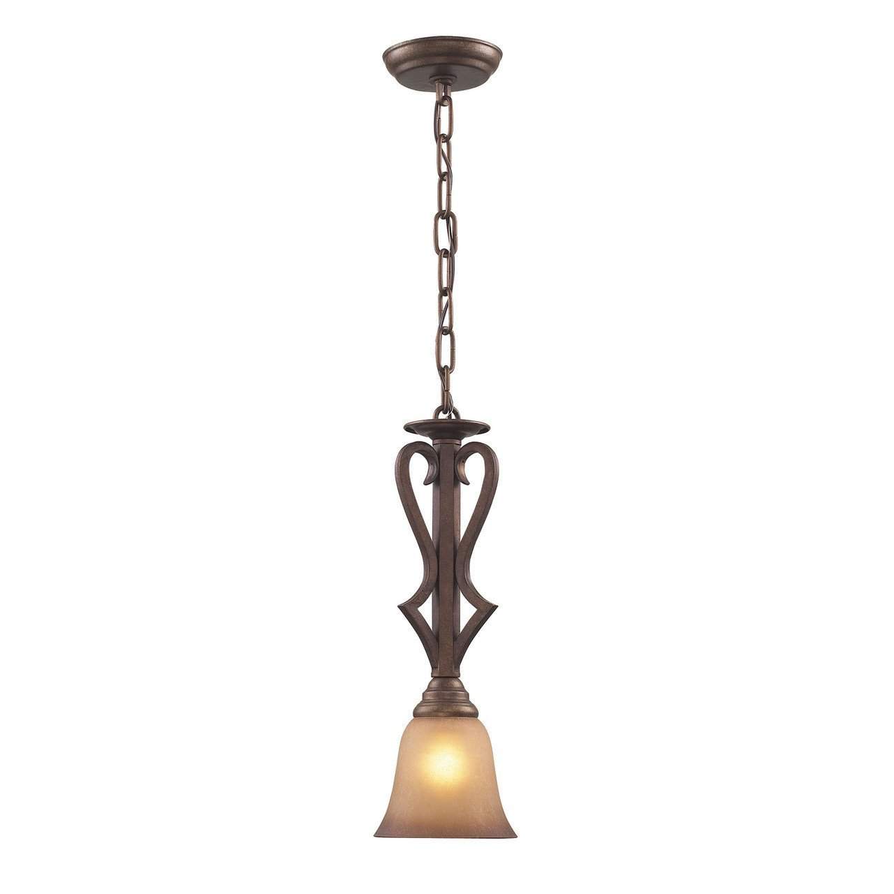 Elk Lighting, Inc. New Product  Lawrenceville 1 Light Pendant In Mocha With Antique Amber Glass 9325/1 Sold by VaasuHomes
