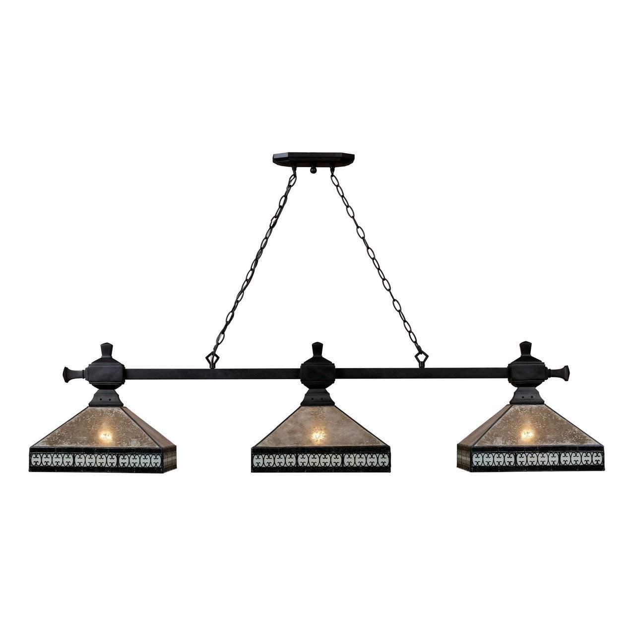 Elk Lighting, Inc. New Product  Mica Filagree 3 Light Billiard In Tiffany Bronze And Tan Mica 70061-3 Sold by VaasuHomes