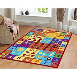 Furnishmyplace Kids Abc Area Rug Educational Alphabet Letter Numbers Size 3'3"X 5' Anti Skid