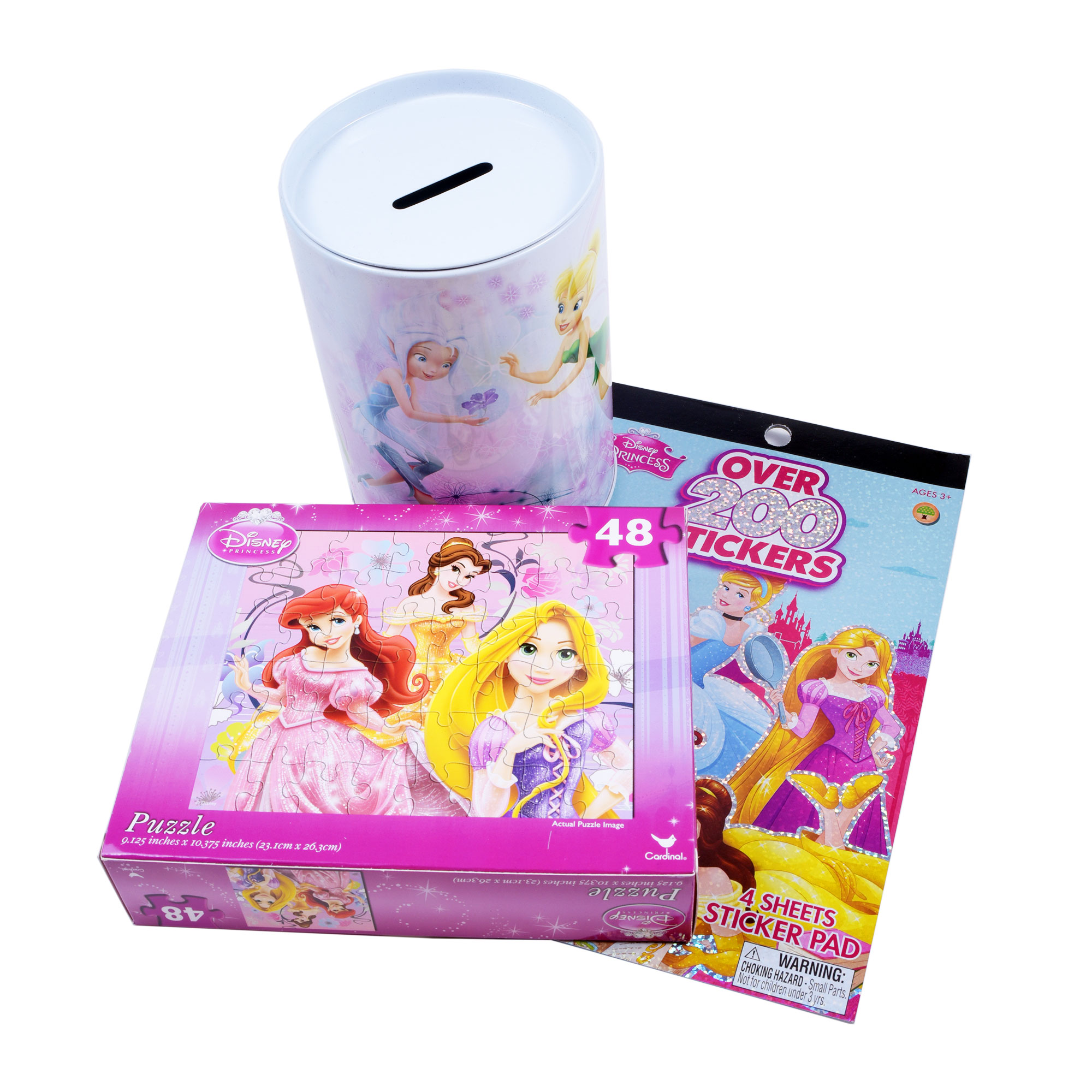 Holiday Depot Disney Princess Gift Ideas For Girls Christmas Goodies 3 Pck Kids Ages 3 Disney Stickers Coin Bank Jar Puzzle