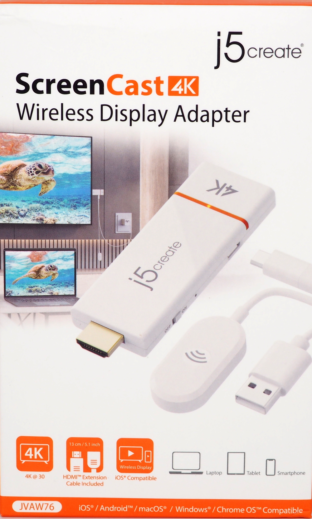 Wireless Screencasting j5create ScreenCast 4K HDMI Wireless Display White JVAW76