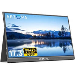 Arzopa Portable Monitor 17.3 Inch, 1080P FHD HDR IPS Laptop Computer Monitor HDMI USB C External Screen A1 MAX