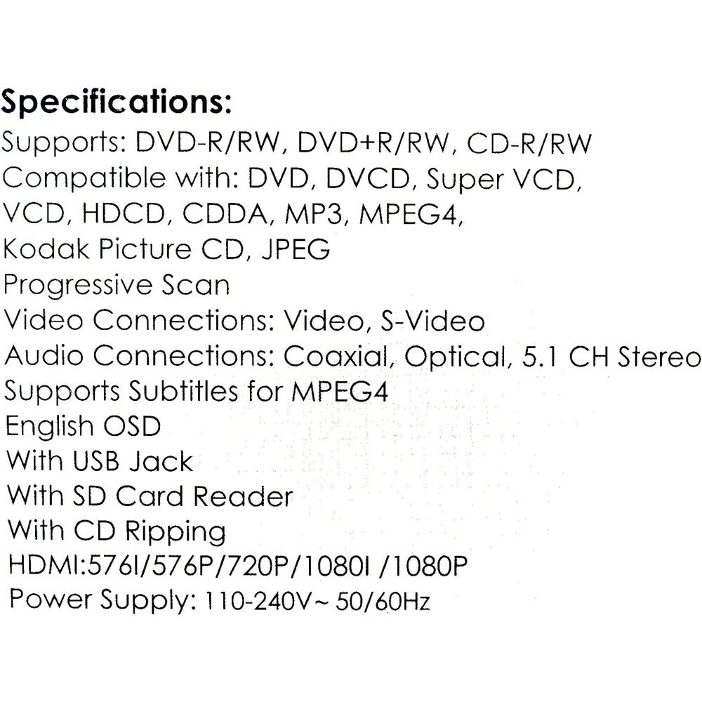 JVC Kenwood JVC XV-Y430B All Region Code Free HDMI DVD Player 5.1 Channel USB PAL NTSC