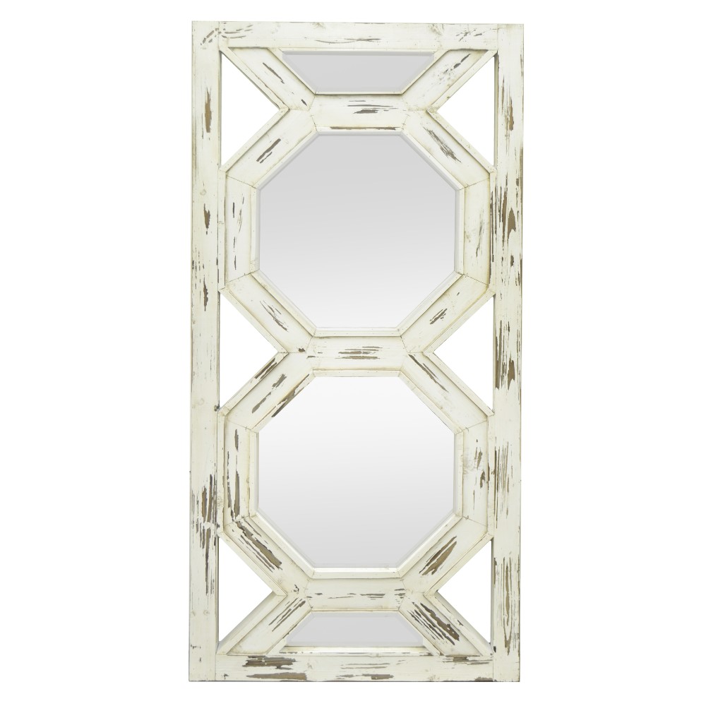 40878 Wood Mirror White Benzara