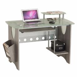 Frosted Glass Top Desk Techni Mobili Stylish Frosted Glass Top Computer Desk With Storage Grey