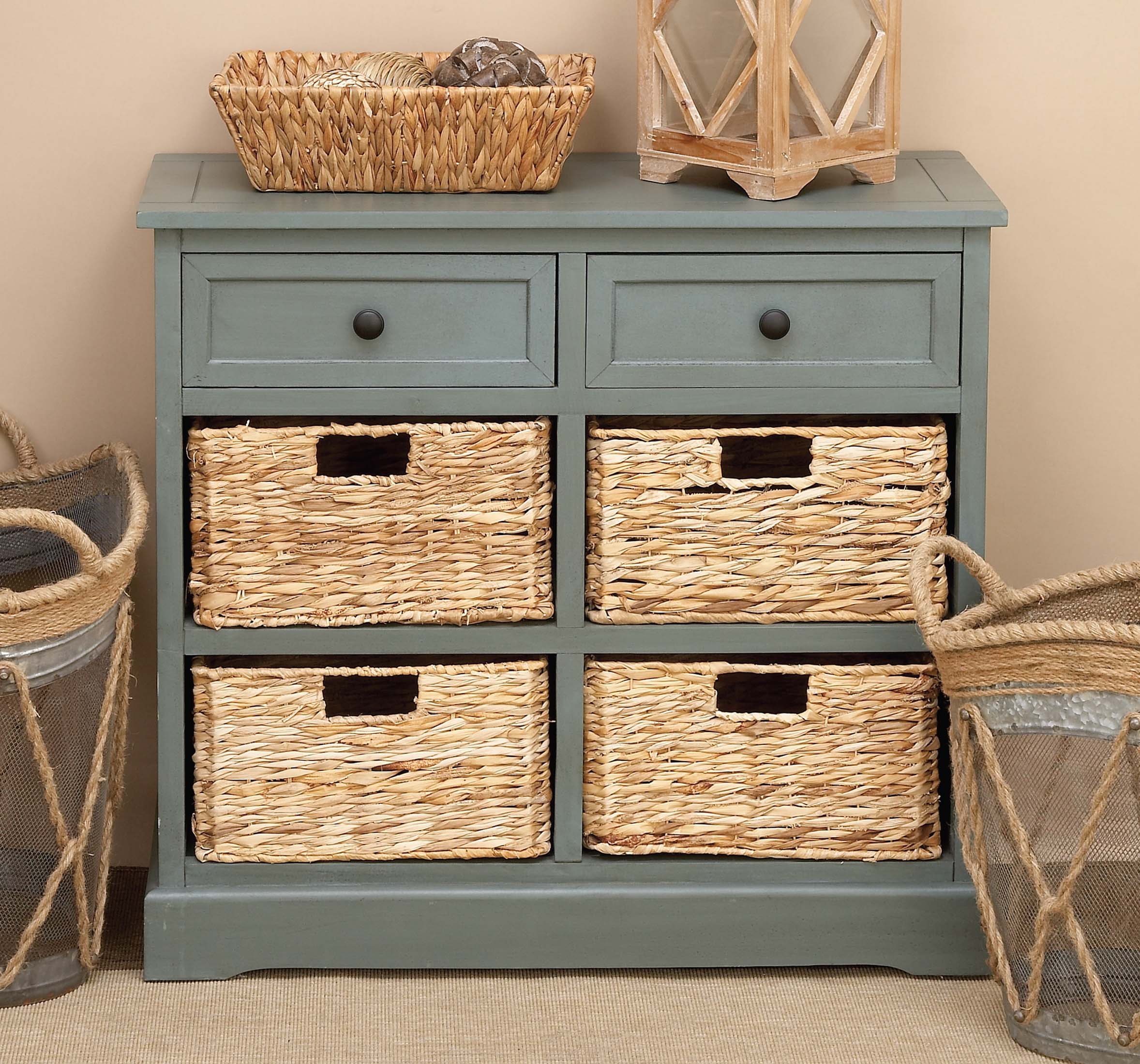 Benzara Wd Wckr Bskt Dresser 30 Inch W 28 Inch H