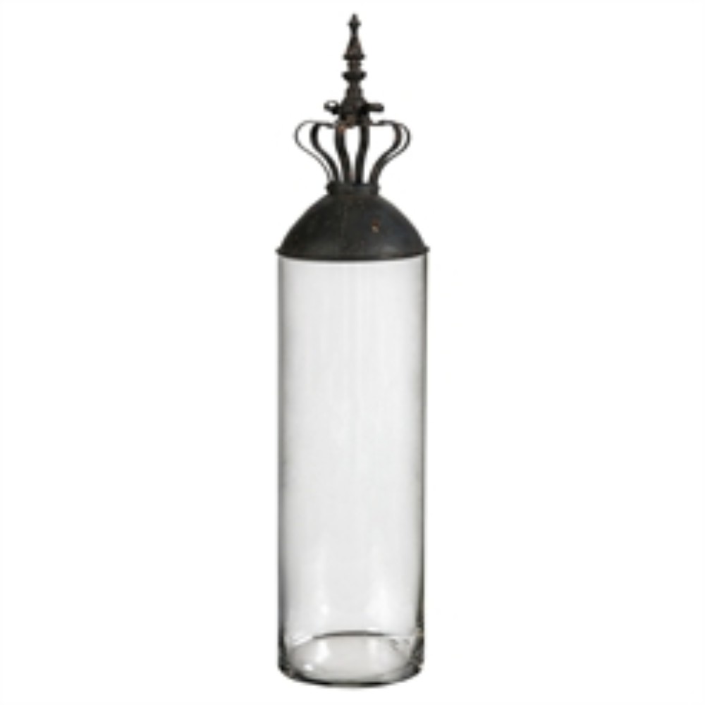 A B Home Antique Style Glass And Metal Lidded Canister Jar Clear And Black