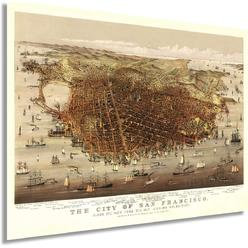 Historix 1878 City of San Francisco Map Art - Vintage Map of San Francisco - Birds Eye View from the Bay looking Southwest - San...