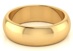 SuperJeweler 14K Yellow Gold 6MM Comfort Fit Ladies and Mens Wedding Band With Free Engraving