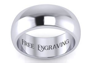 SuperJeweler 14K White Gold 8MM Comfort Fit Ladies and Mens Wedding Band With Free Engraving