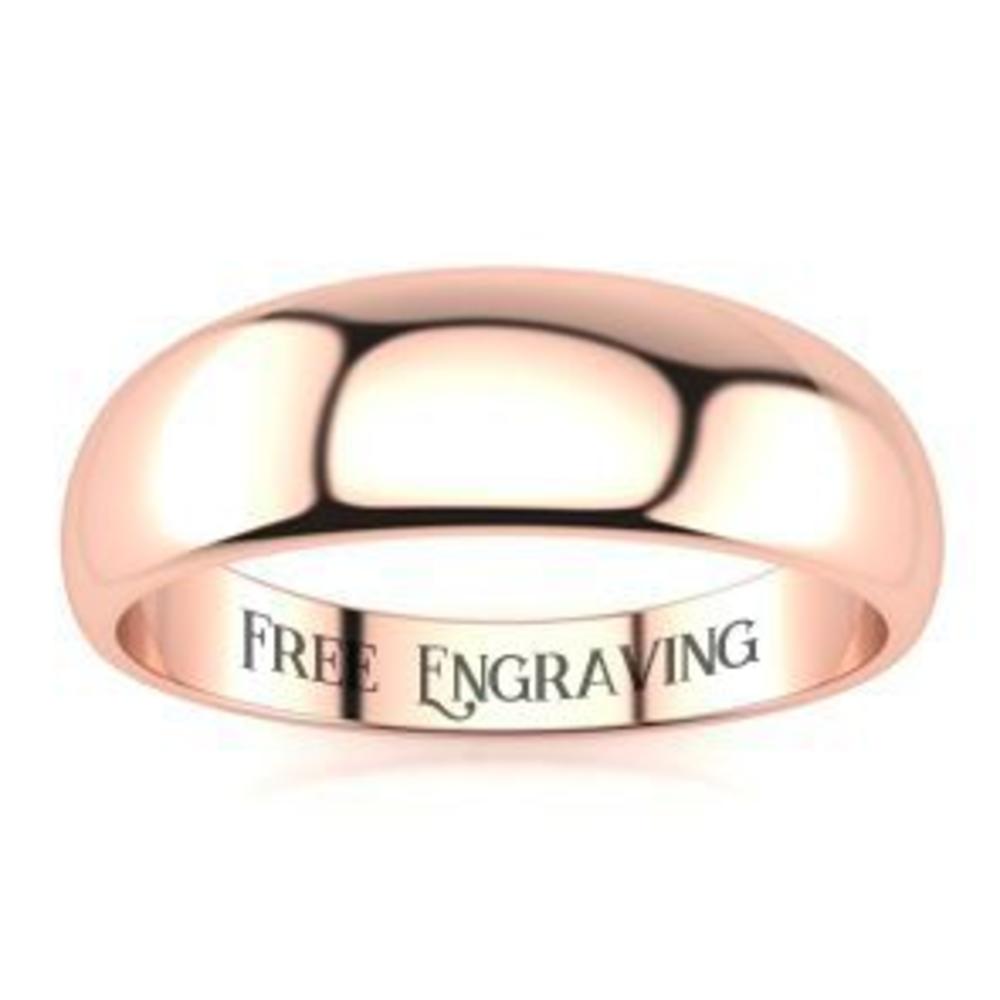 SuperJeweler 18K Rose Gold 6MM Heavy Tapered Ladies and Mens Wedding Band With Free Engraving