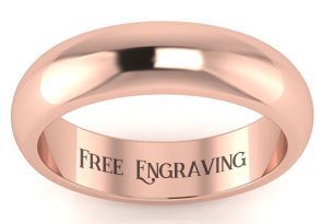 SuperJeweler 14K Rose Gold 5MM Heavy Ladies and Mens Wedding Band With Free Engraving