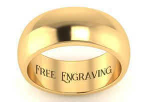 SuperJeweler 10K Yellow Gold 8MM Ladies and Mens Wedding Band With Free Engraving