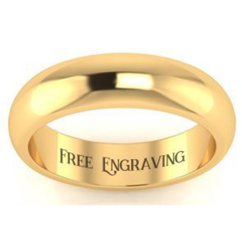 SuperJeweler 10K Yellow Gold 5MM Heavy Comfort Fit Ladies and Mens Wedding Band With Free Engraving