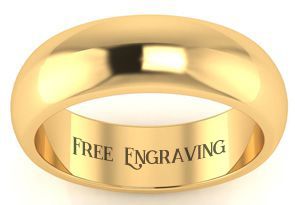 SuperJeweler 14K Yellow Gold 6MM Heavy Comfort Fit Ladies and Mens Wedding Band With Free Engraving