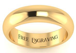 SuperJeweler 10K Yellow Gold 5MM Ladies and Mens Wedding Band With Free Engraving