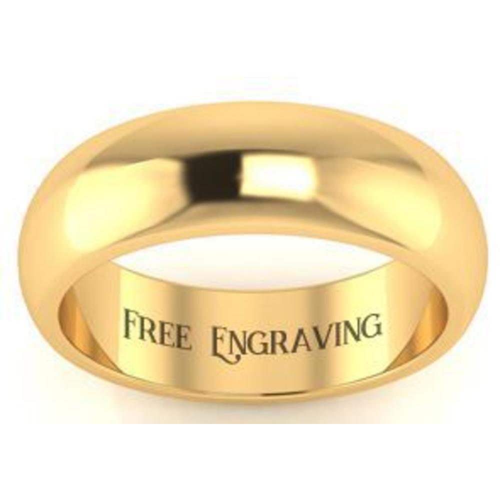 SuperJeweler 10K Yellow Gold 6MM Heavy Ladies and Mens Wedding Band With Free Engraving