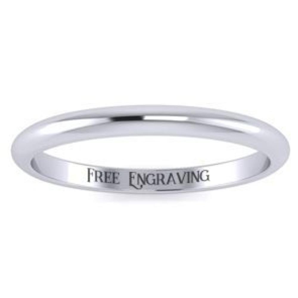SuperJeweler 10K White Gold 2MM Comfort Fit Ladies and Mens Wedding Band With Free Engraving