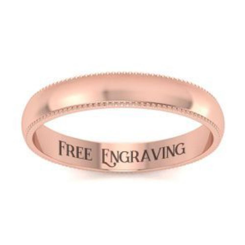 SuperJeweler 18K Rose Gold 3MM Heavy Milgrain Ladies and Mens Wedding Band With Free Engraving